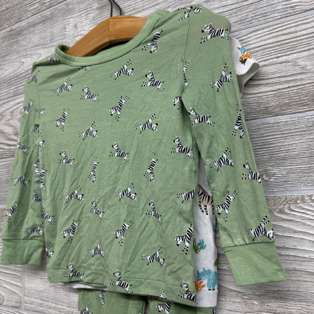 3 Pc Bamboo PJs Zebras Animals 18M