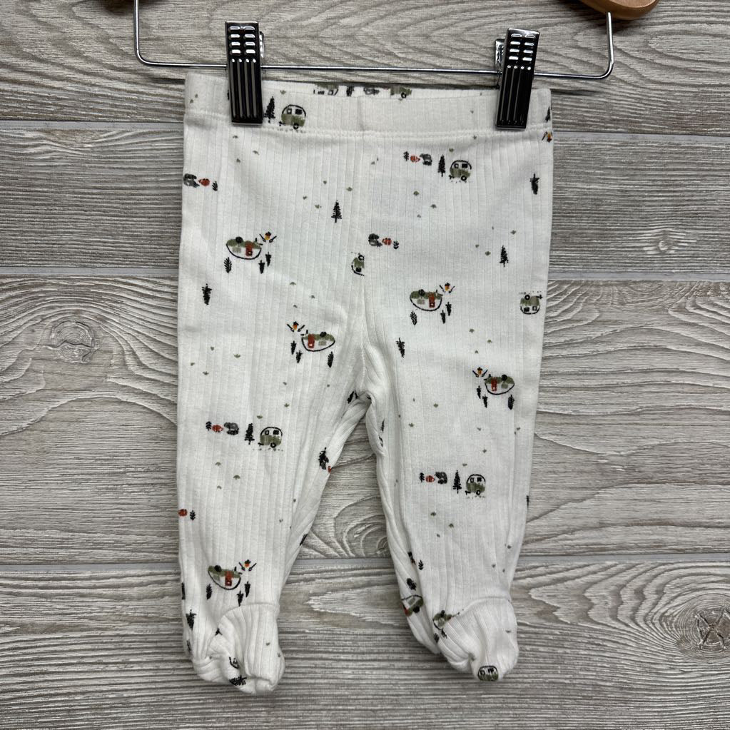 LS Ribbed Snap Shirt & Footed Pants Campers 0-3M