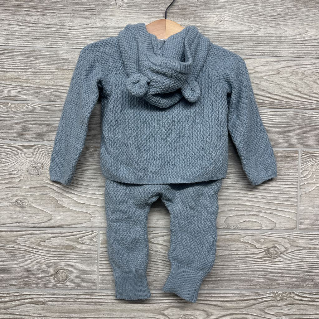 Knit Sweater Jacket W/ Hood & Pants 12M