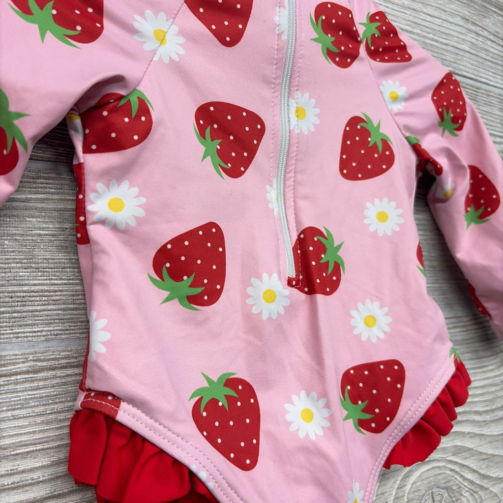 1/4 Zip LS Swimsuit Strawberries 6-9M