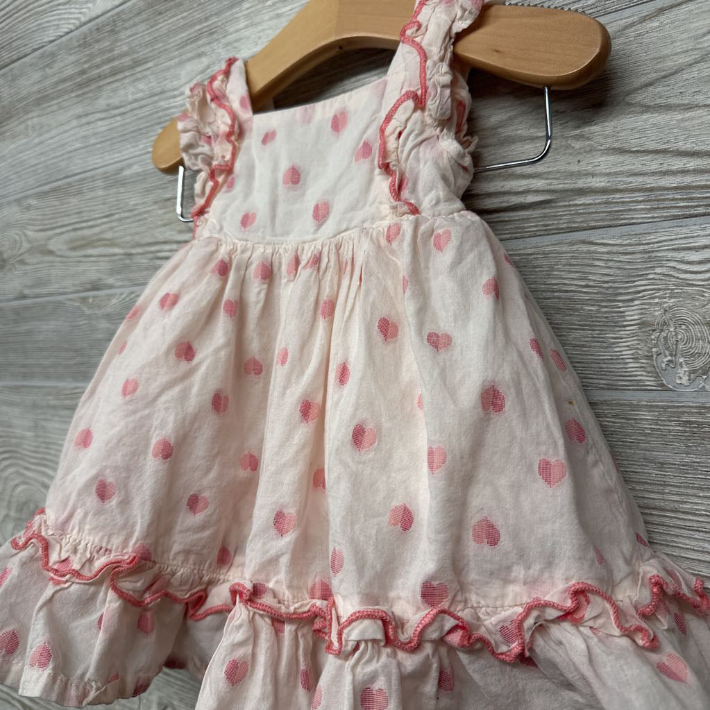 Flutter Strap Tank Dress & Bubble Shorts Hearts 3-6M
