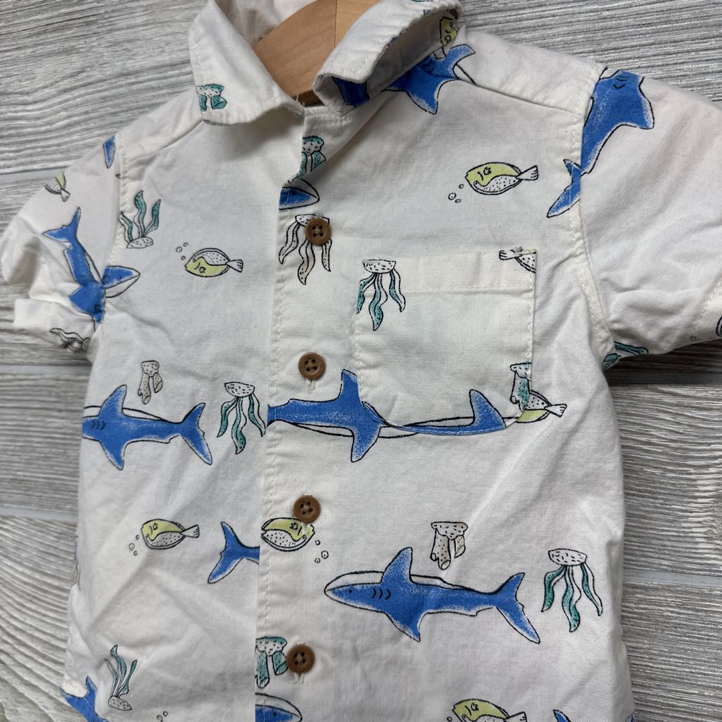 Button Up Shirt Sharks Fish 6M