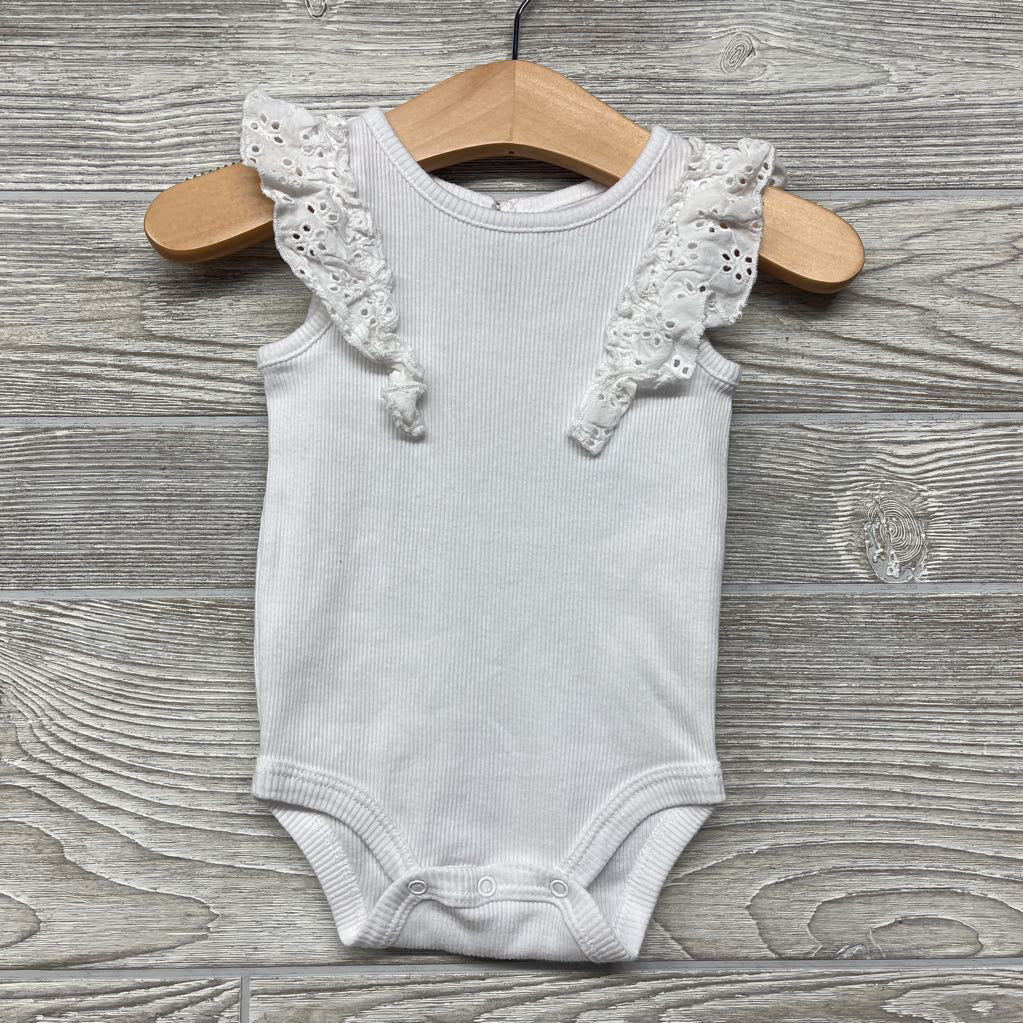 Ribbed Flutter Sleeve Romper 6M