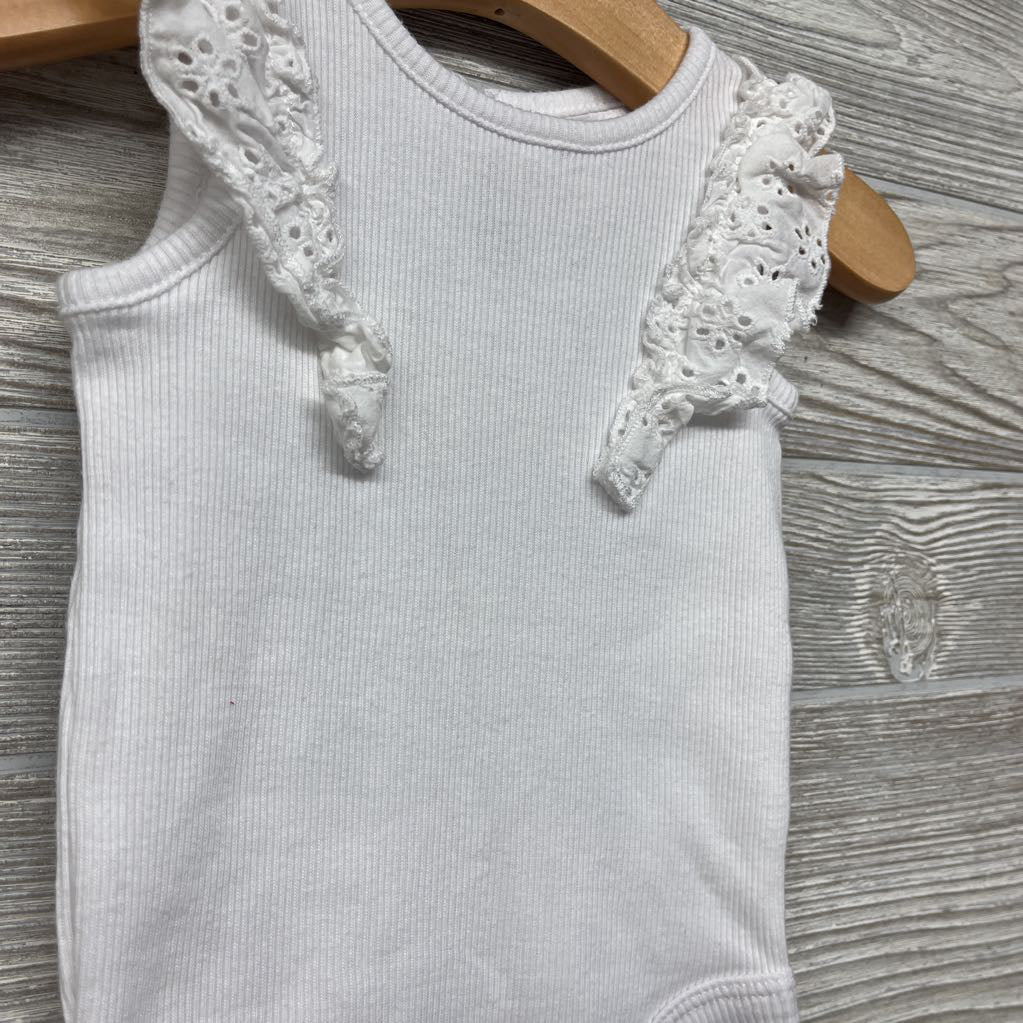 Ribbed Flutter Sleeve Romper 6M