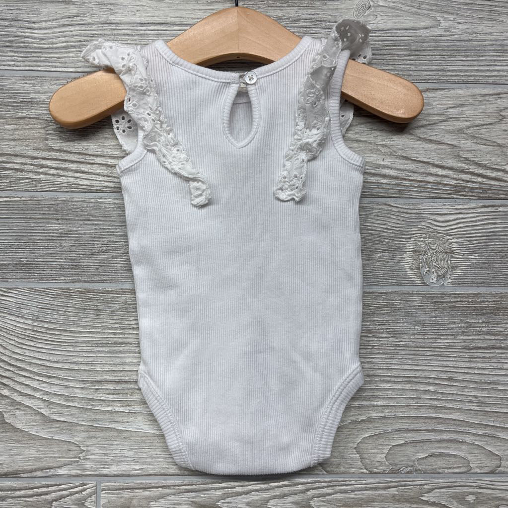 Ribbed Flutter Sleeve Romper 6M