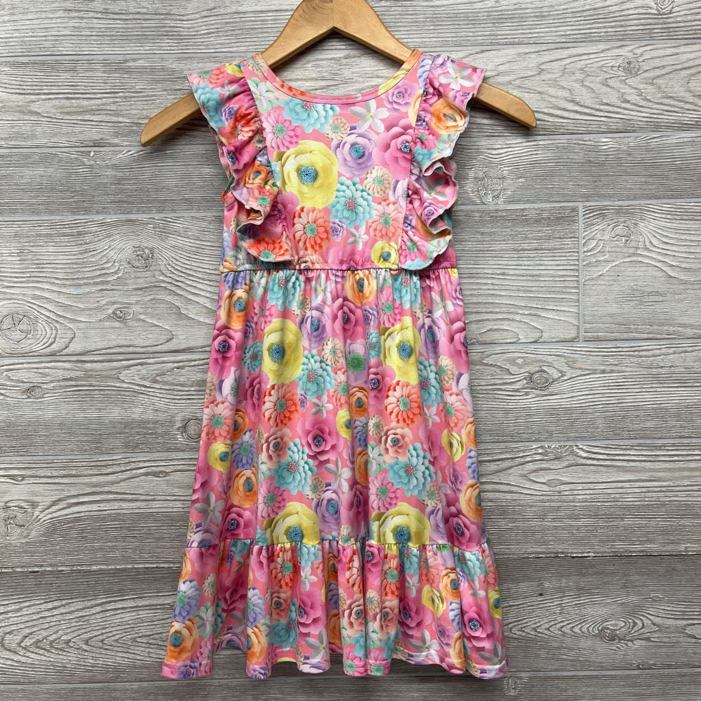 Flutter Sleeve Dress Flowers 5-6