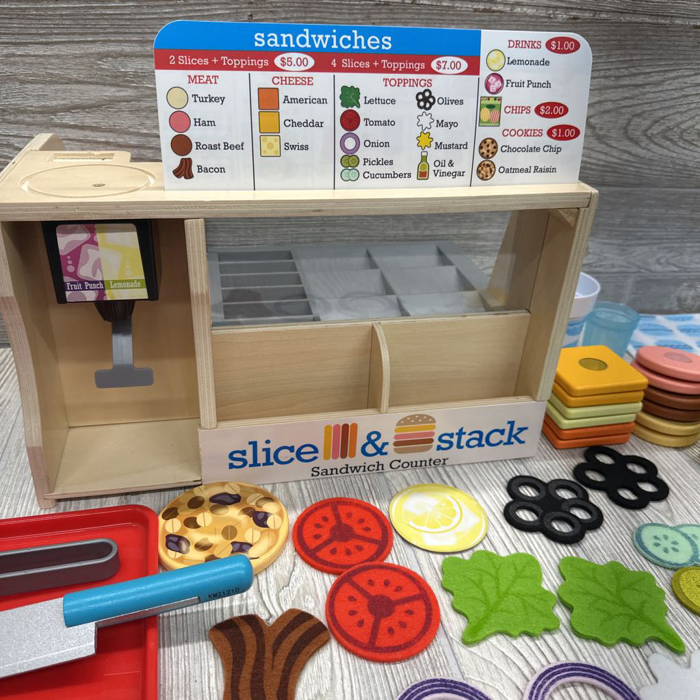 Wooden Slice & Stack Sandwich Counter