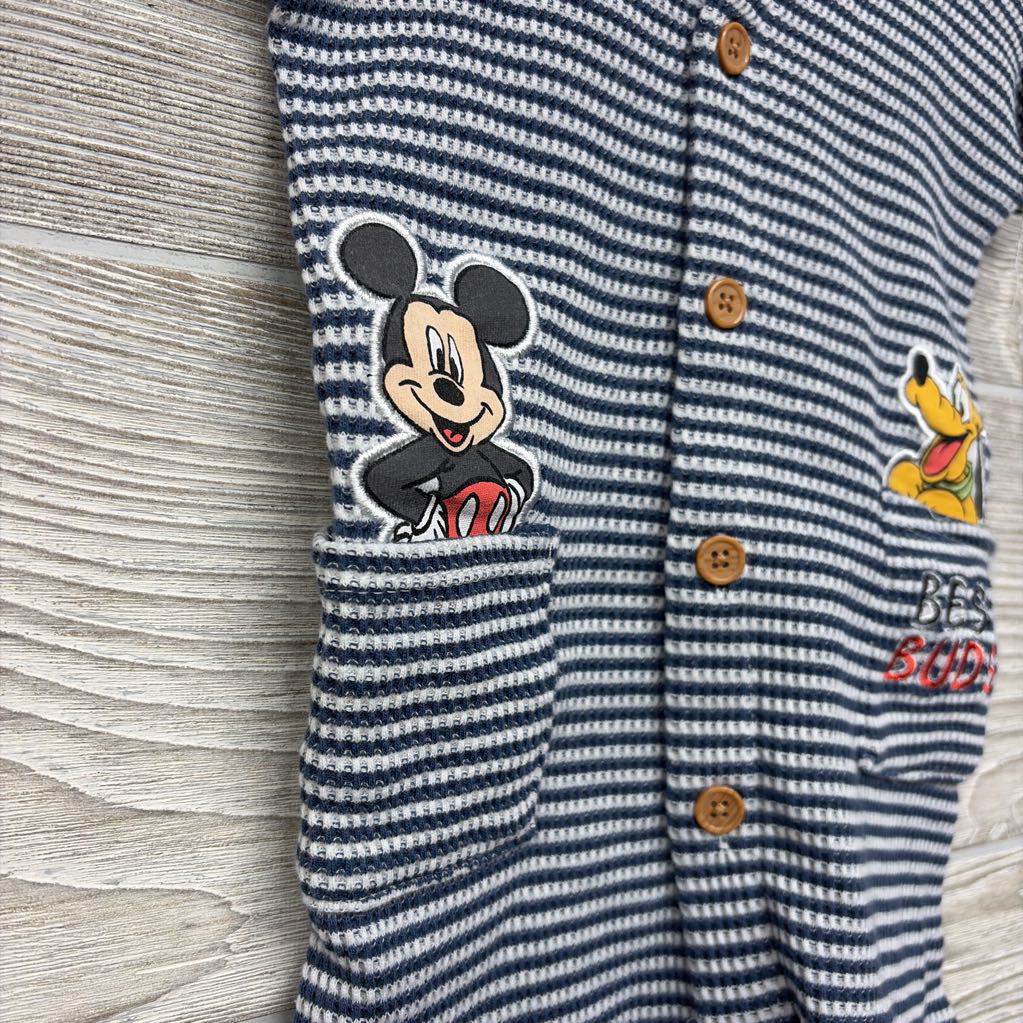 Button Up Shorty Romper Mickey Mouse & Pluto 12M