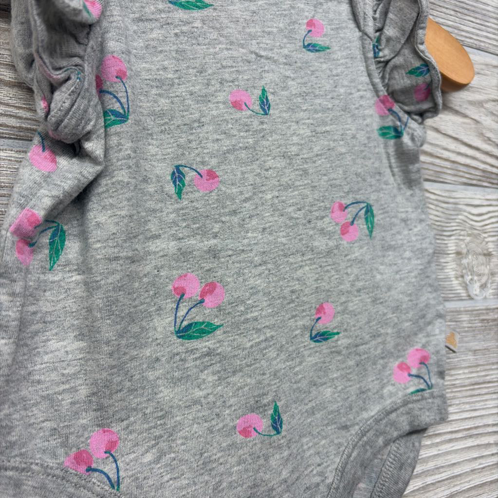Flutter Sleeve Bodysuit Cherries 3-6M