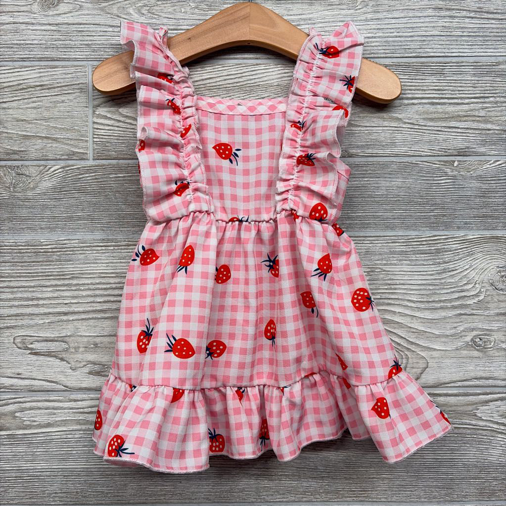Tank Ruffle Dress Gingham Strawberries 6-9M