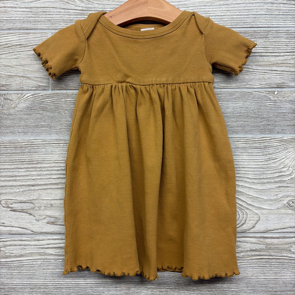 Ribbed Dress Lettuce Trim 12-18M
