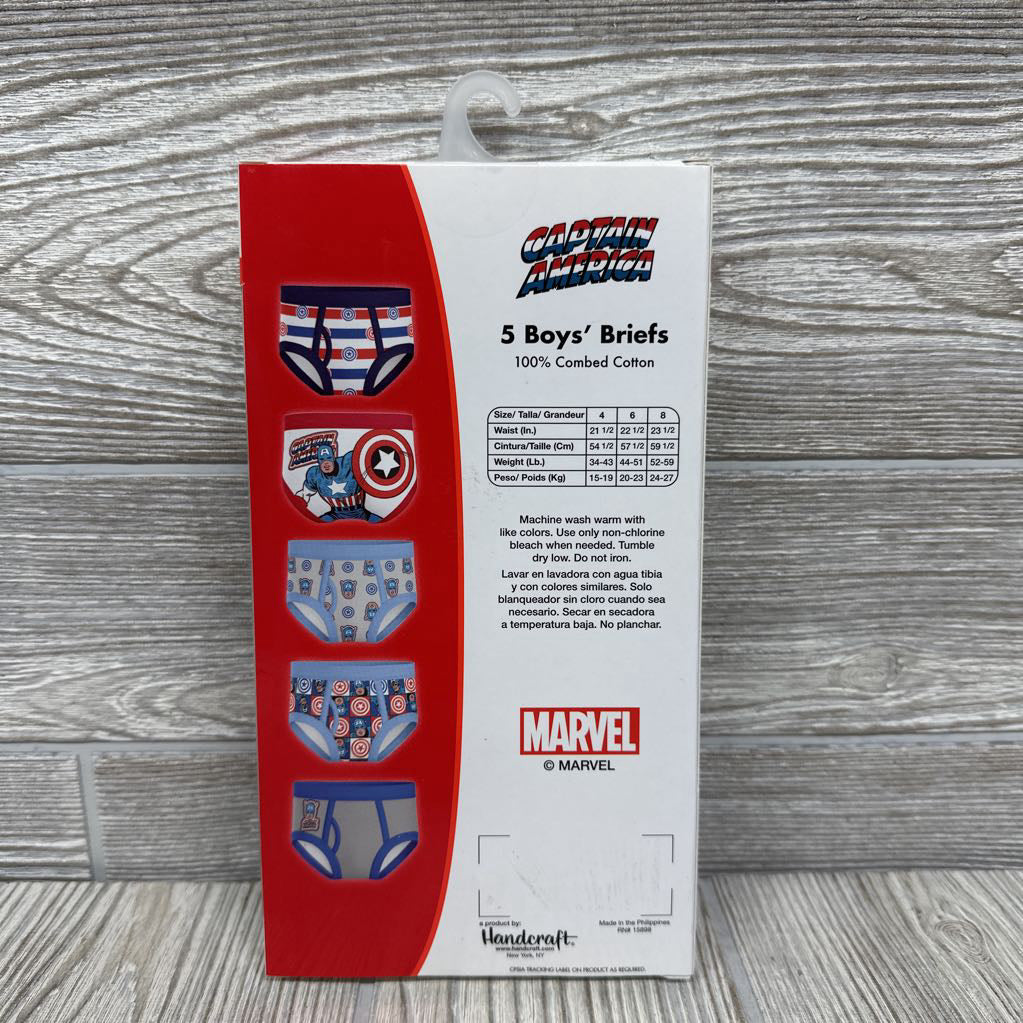 NEW 5 Pk Briefs Underwear Captain America 4