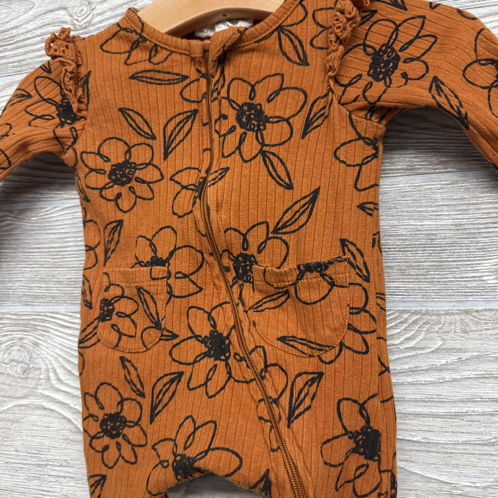 Ribbed Outfit Flowers W/ Ruffles 0-3M
