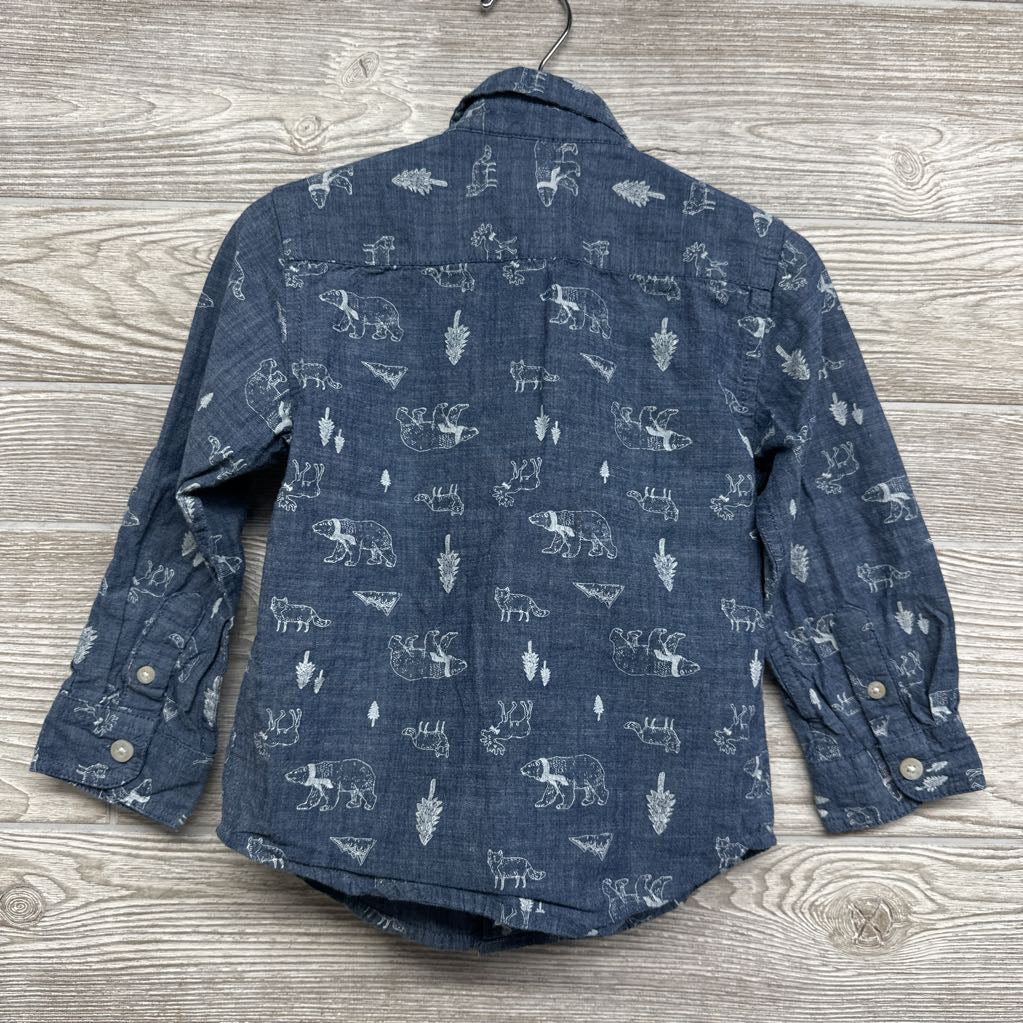 Chambray Button Up Shirt Bears 3t