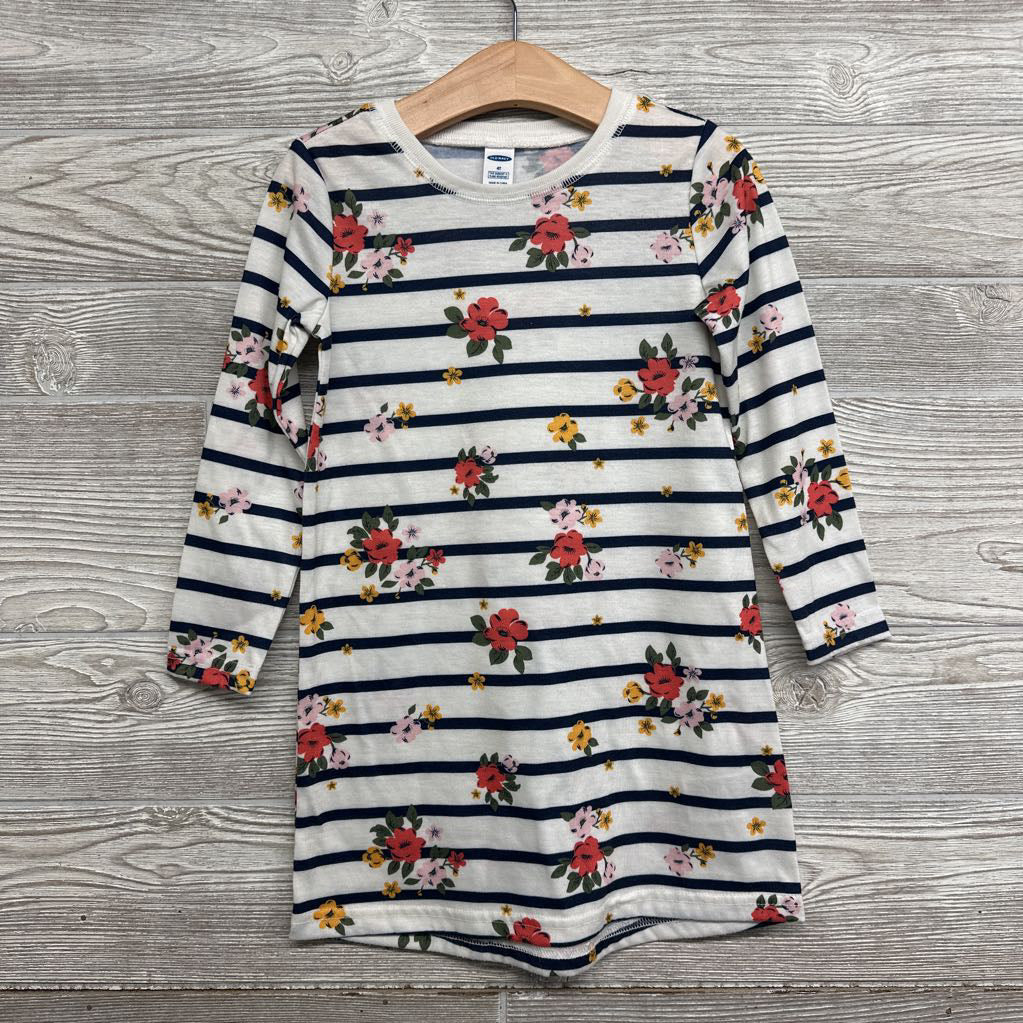 LS Pj Gown Stripes & Flowers 4t