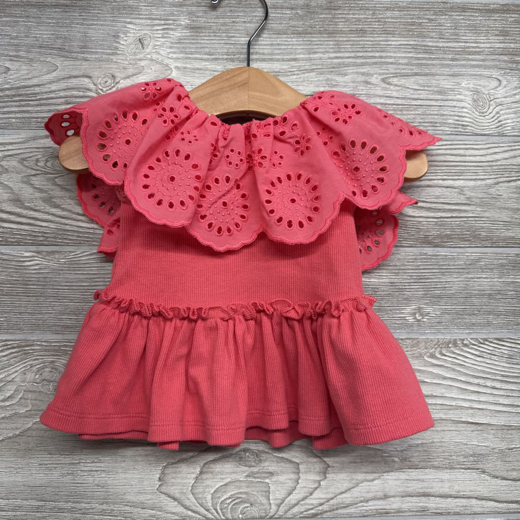 Pointelle Ruffle Ribbed Shirt 0-3M