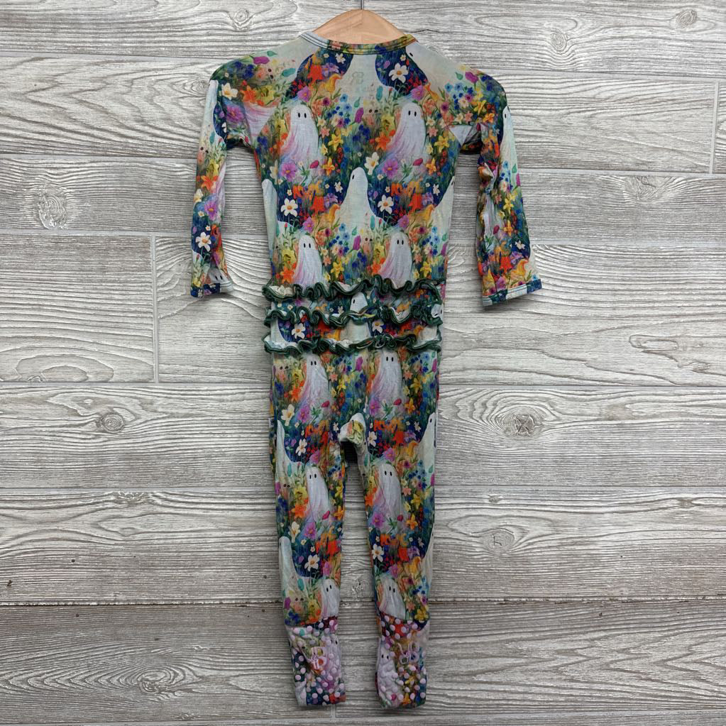 Bamboo Ruffle Sleeper Flowers, Ghost 12-18M