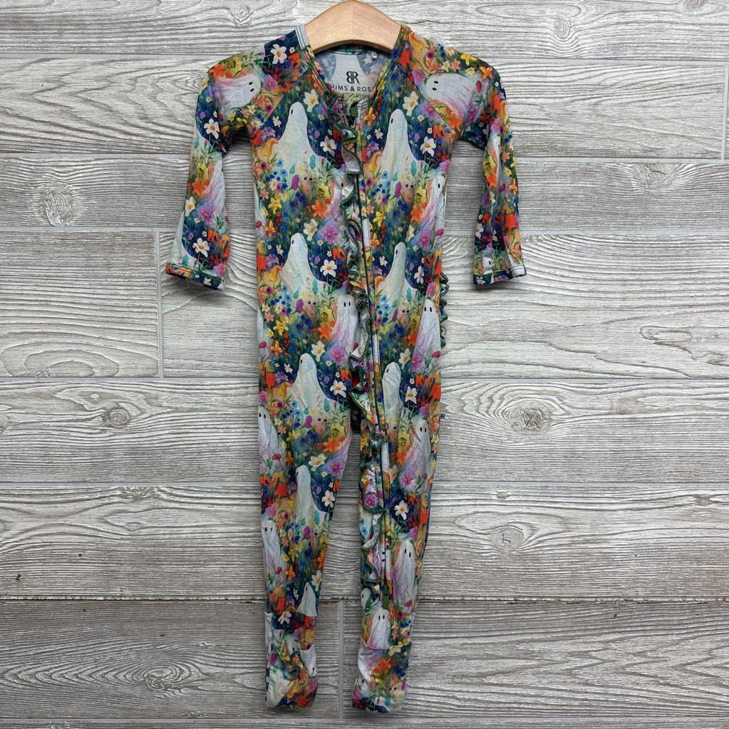 Bamboo Ruffle Sleeper Flowers, Ghost 12-18M