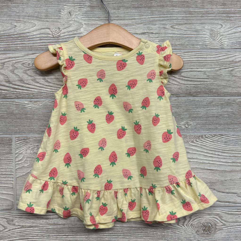 Flutter Sleeve Dress Strawberries 6-9M