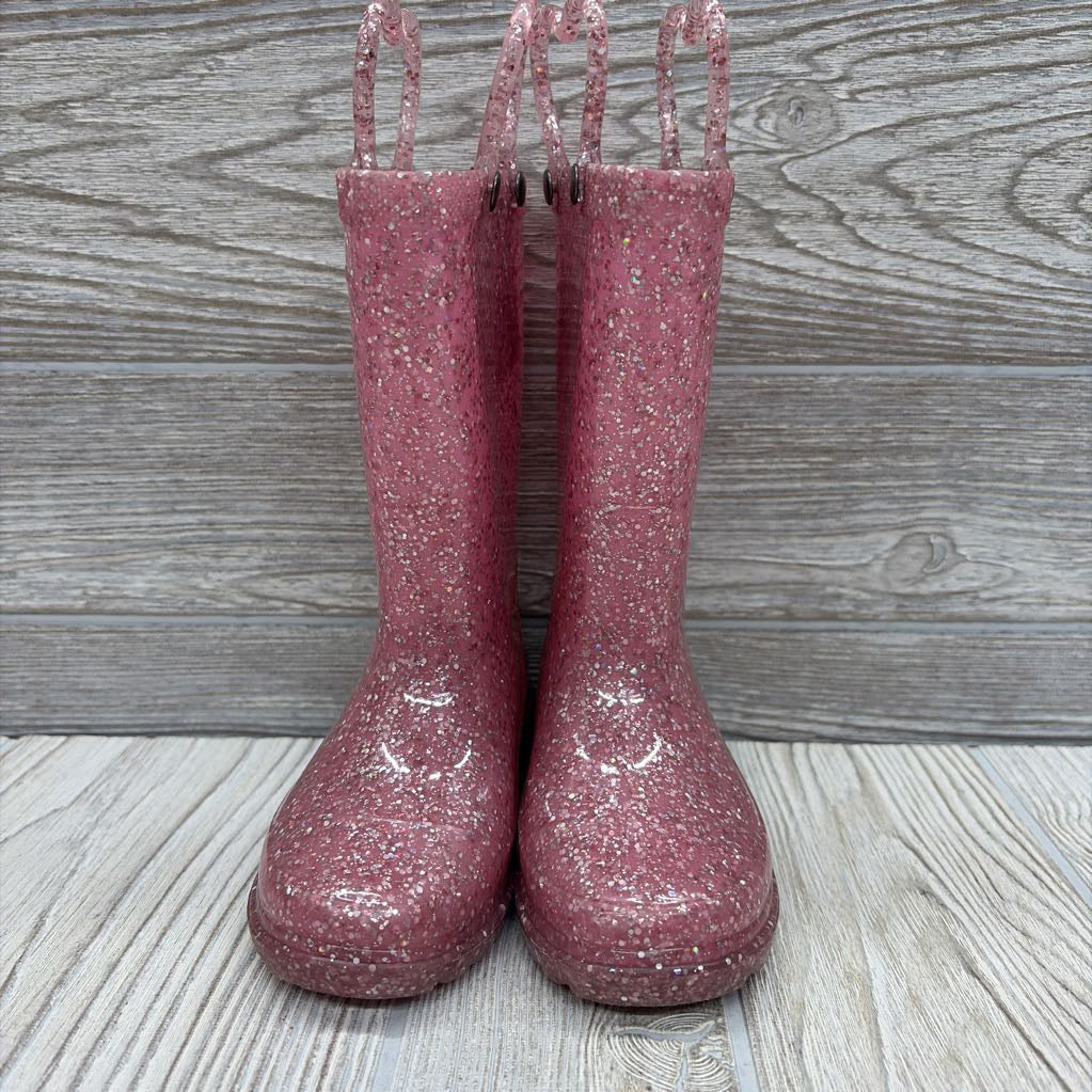 Light Up Glitter Rainboots Heart Handles 6C