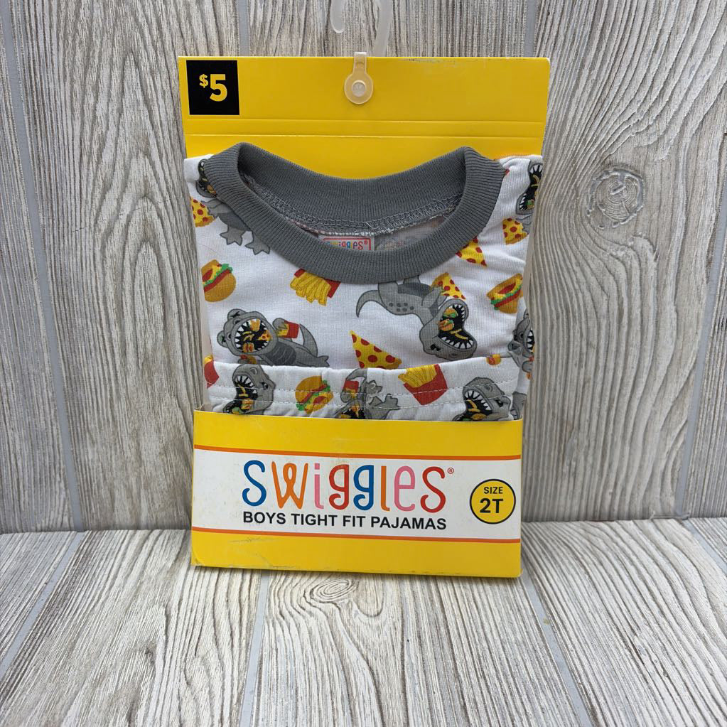 NEW 2 Pc LS PJs Dinosaurs Pizza 2T
