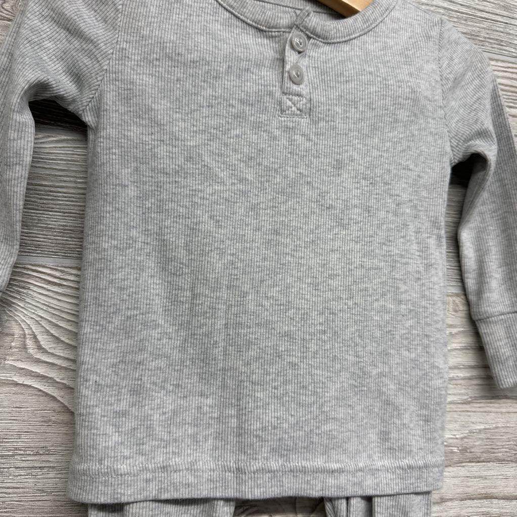 2 Pc LS Ribbed Henley PJs 12-18M