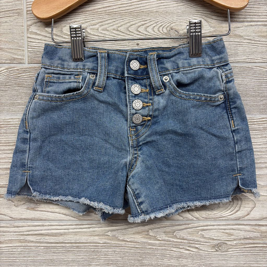 High Rise Button Fly Denim Shorts Frayed 5