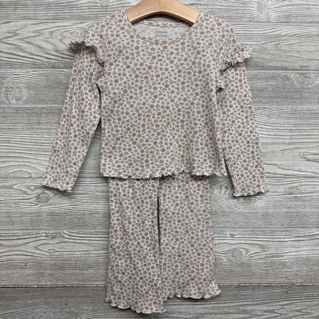 LS Waffle Knit Shirt & Flare Pants Flowers 4T