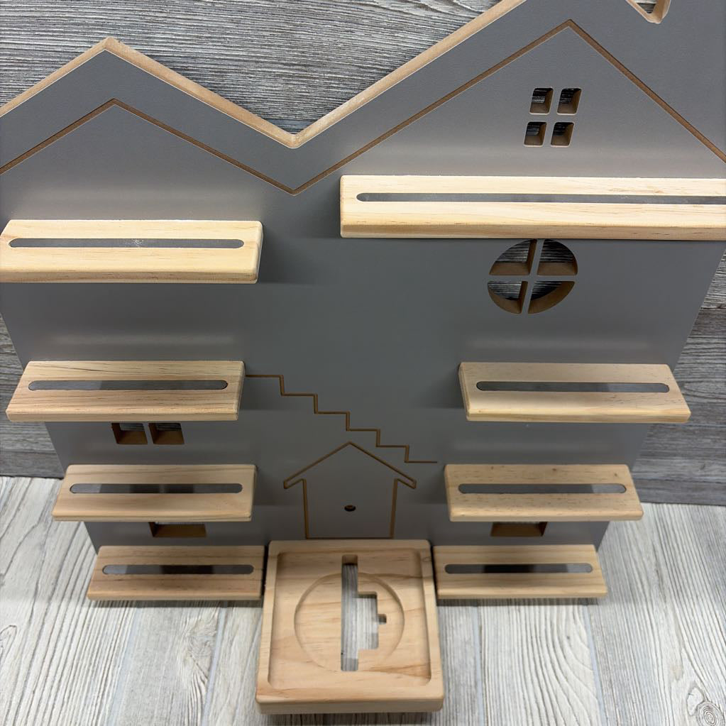 Large House Wall Shelf For Toniebox W/ Magnetic Shelves For Tonie Accessories