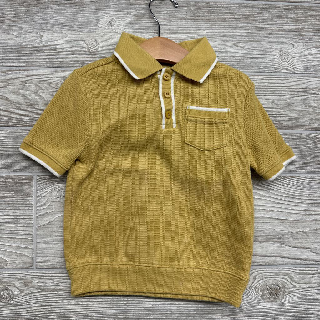 Waffle Knit Polo Shirt Chest Pocket 3T