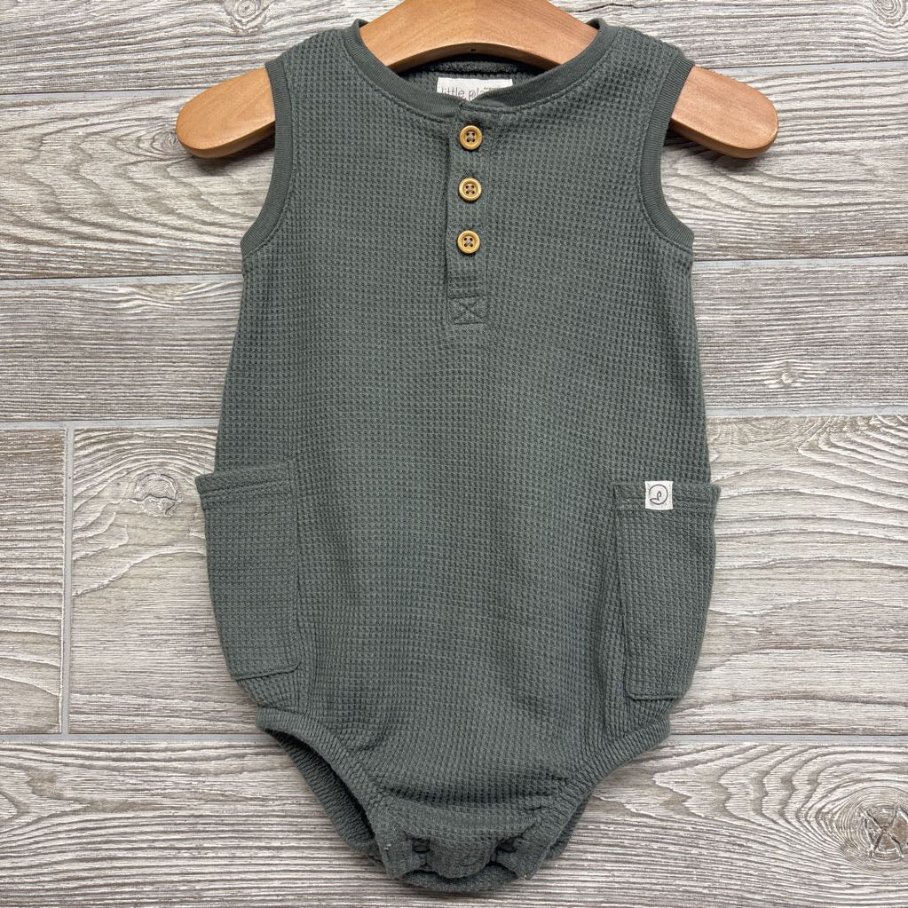 Organic Waffle Knit Henley Bubble Romper 24M
