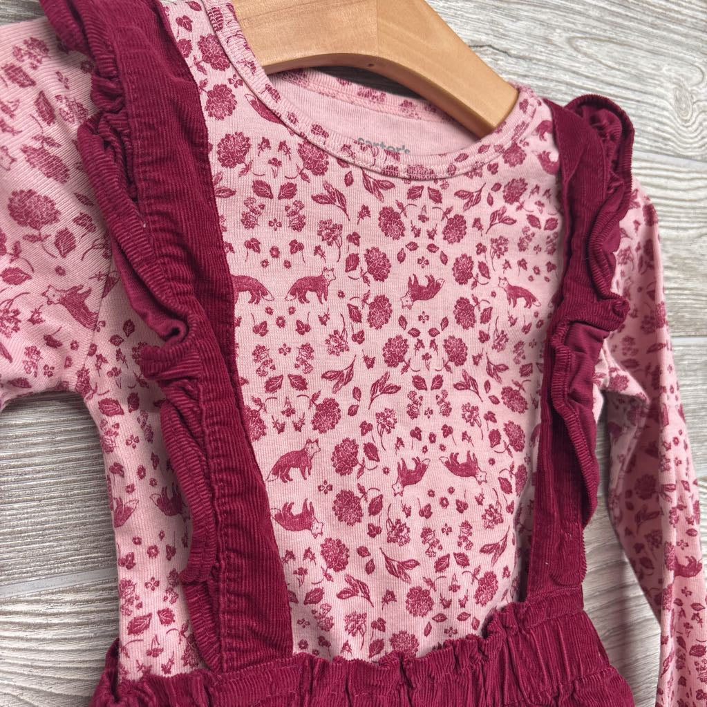Corduroy Skirtall W/ Shirt Flowers 3t