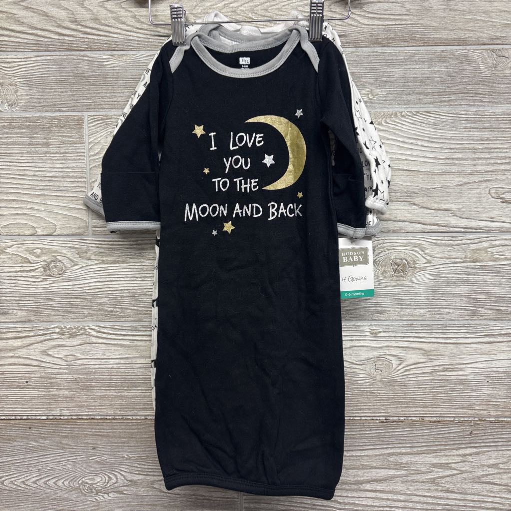NEW 3 Pk I Love You To The Moon & Back Gown 0-6M