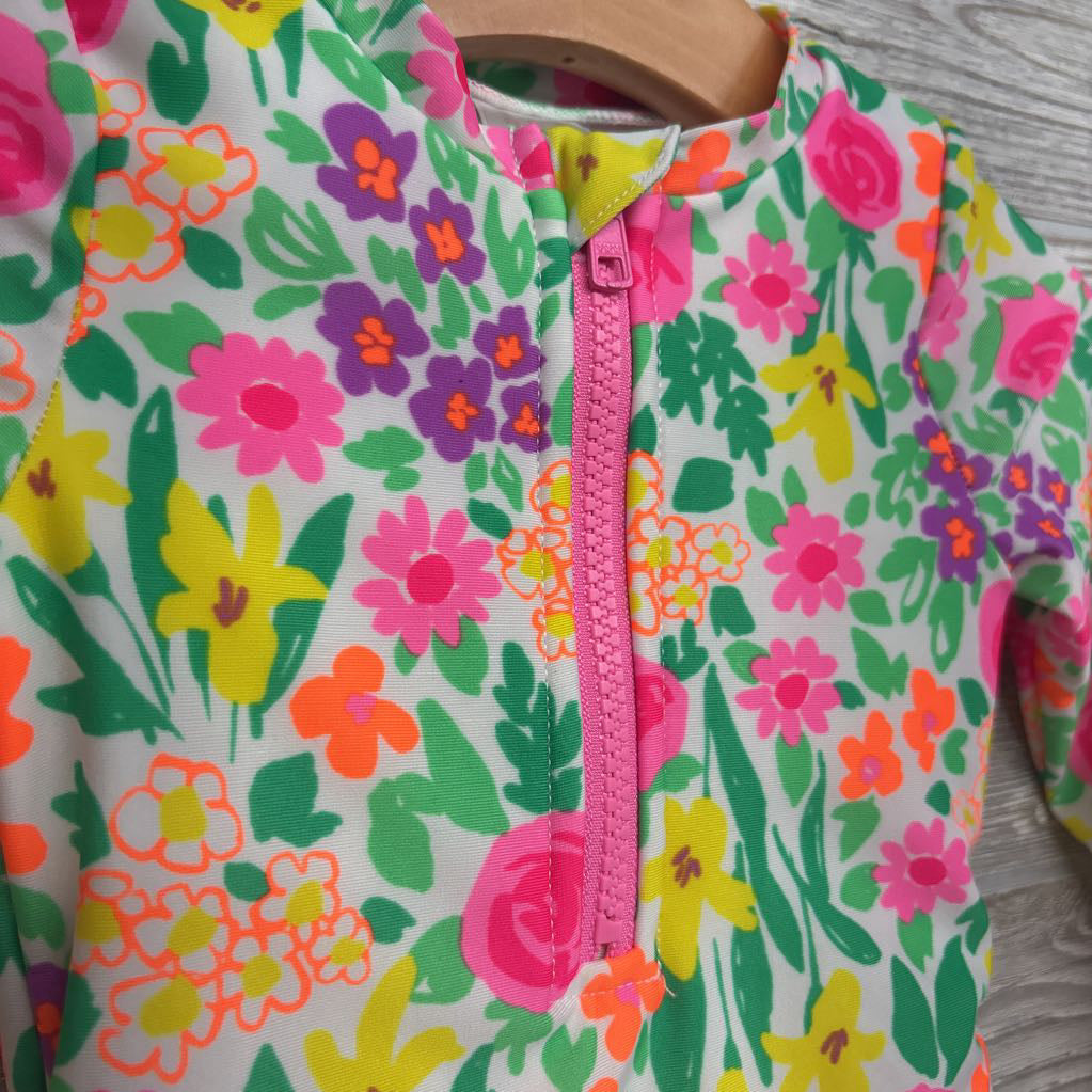 1/4 Zip Swimsuit Flowers 18M