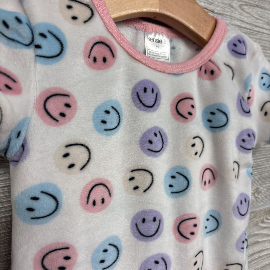 2 Pc LS Plush PJs Smiley Faces 2T