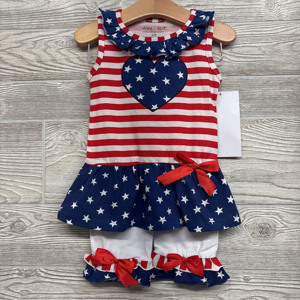 NEW Tank Tunic Heart Stars Stripes & Ruffle Pants 2-3T
