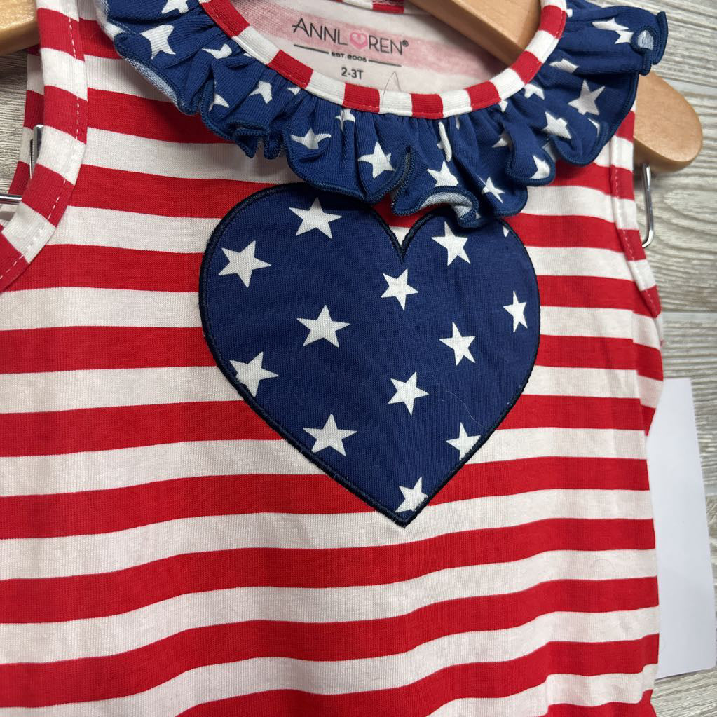 NEW Tank Tunic Heart Stars Stripes & Ruffle Pants 2-3T