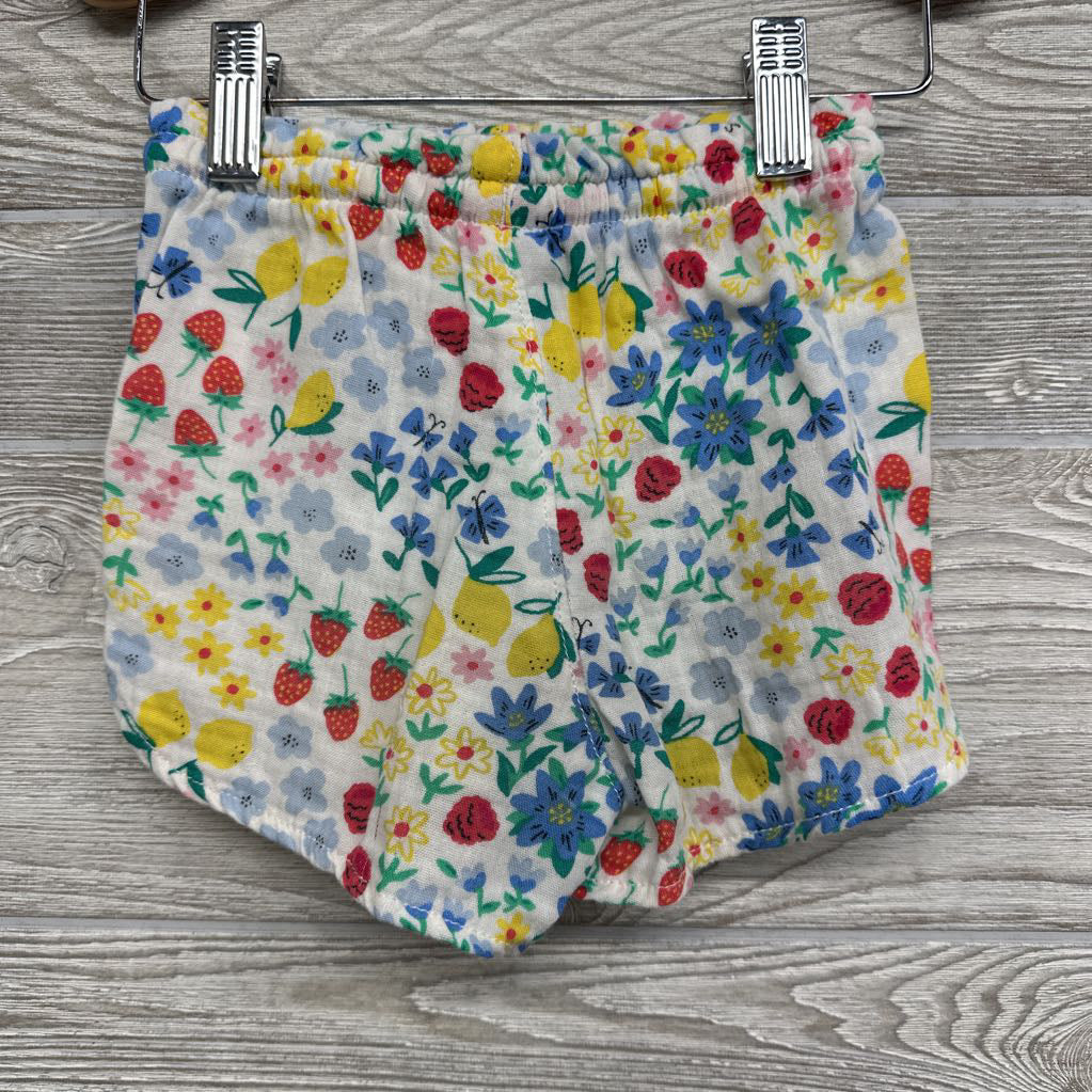 Muslin Shorts Flowers Fruit 2T