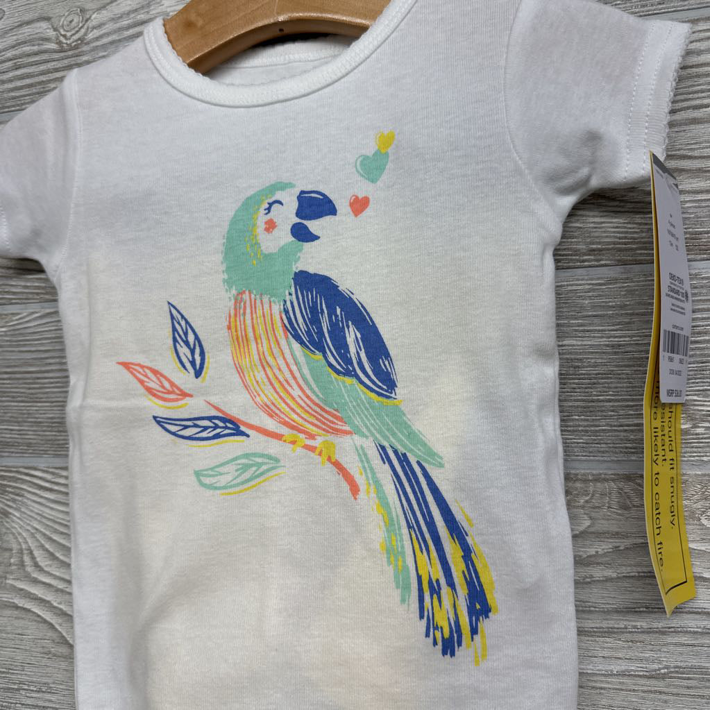 NEW 2 Pc PJs Parrot Hearts Stripes 12M