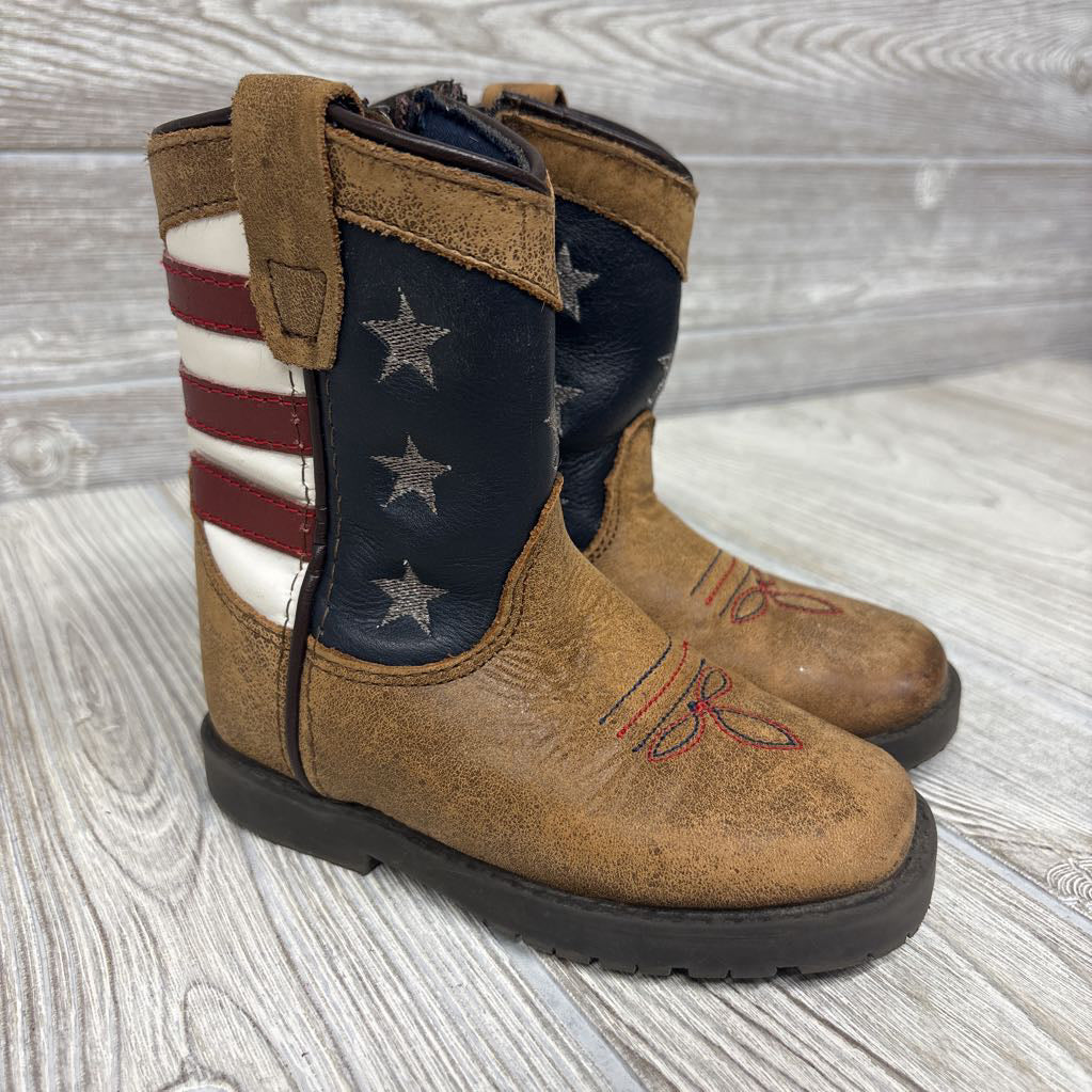 Square Toe USA Flag Western Boots 7C