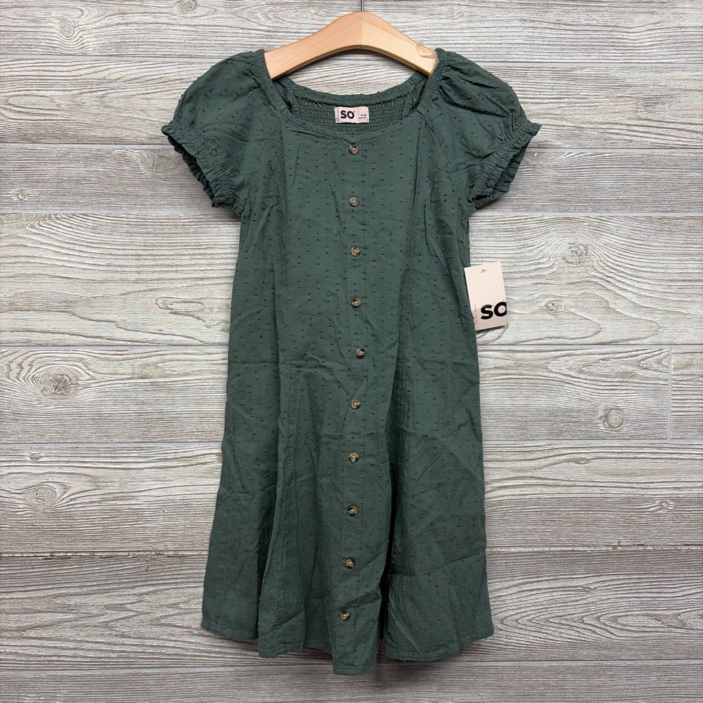 NEW Textured Button Up Puff Sleeve Dress 8