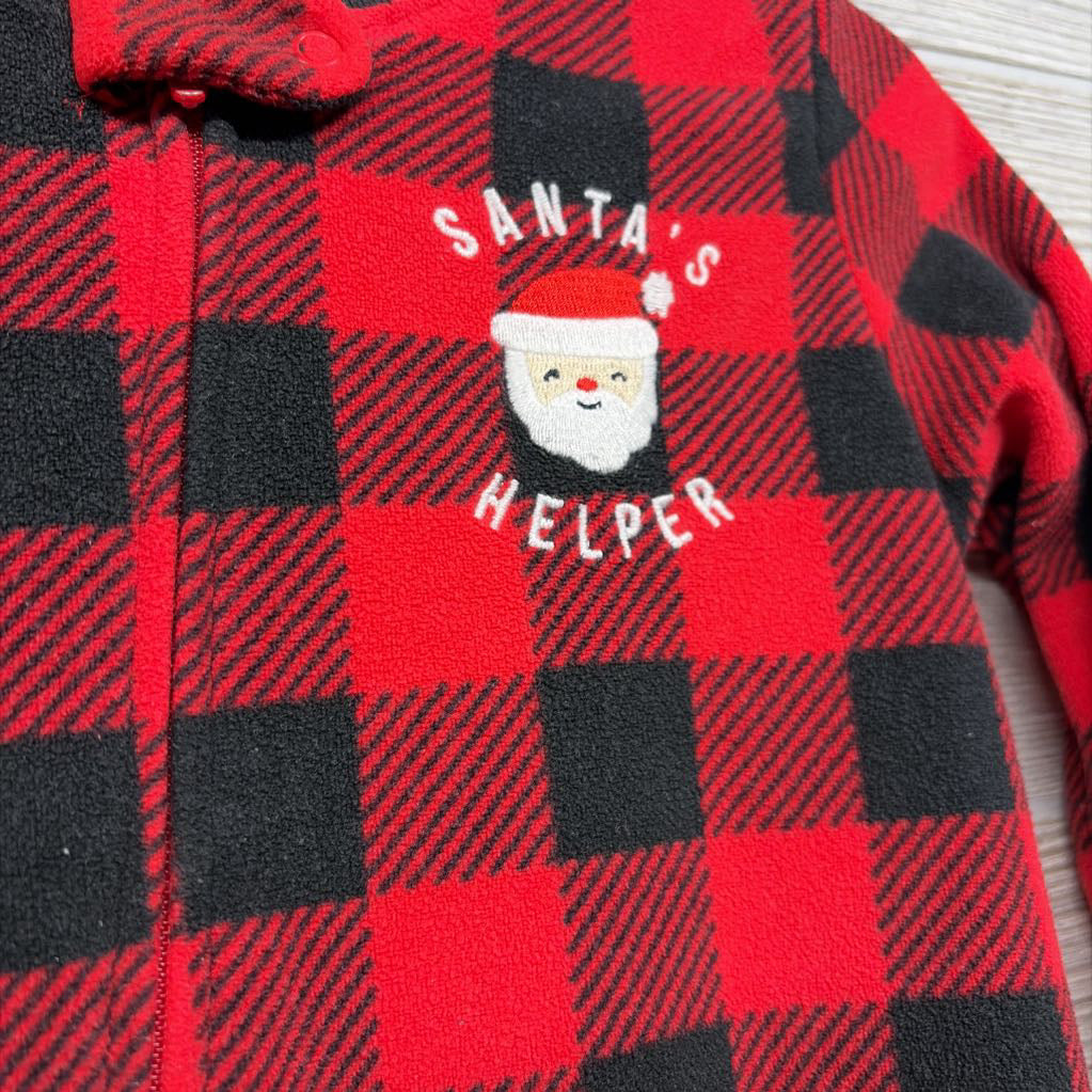 Blanket Sleeper Buffalo Plaid Santa's Helper 18M