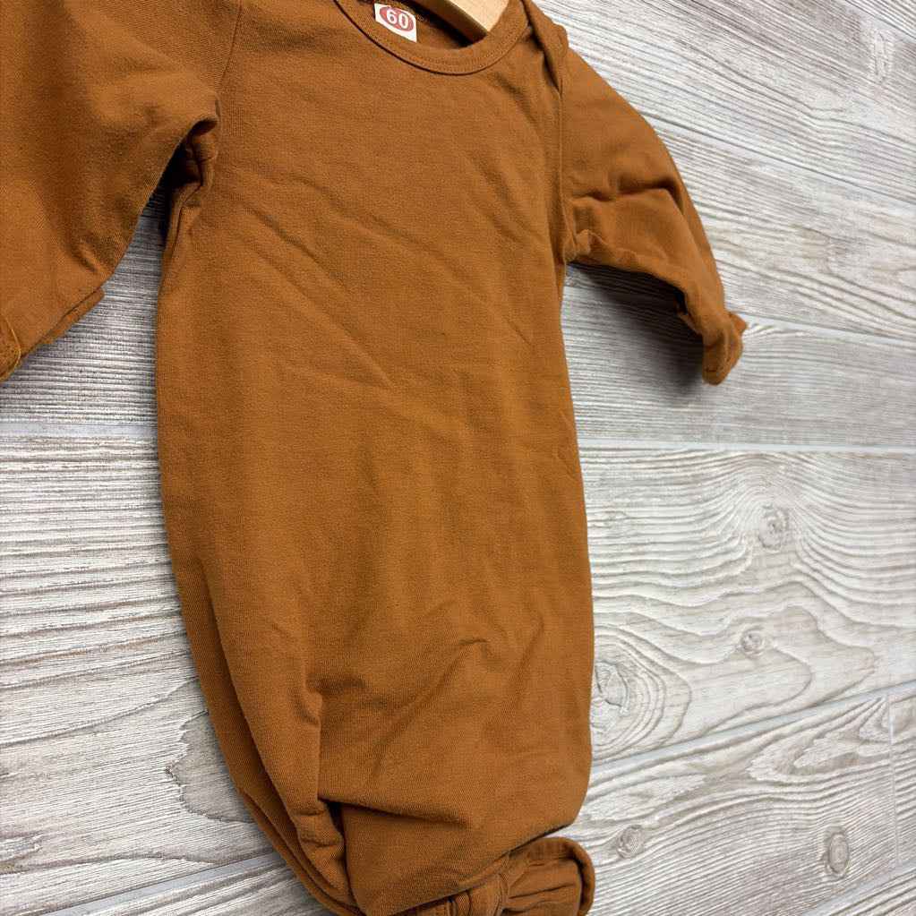 LS Knotted PJ Gown W/ Hat 0-3M