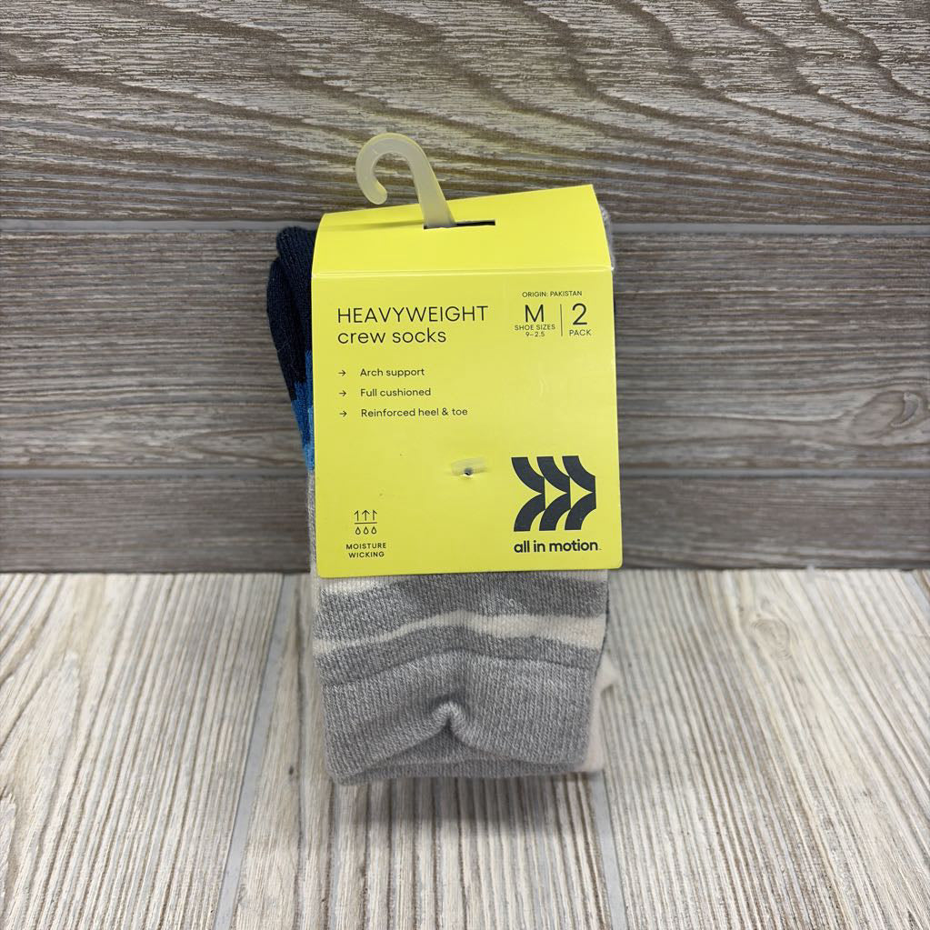 NEW 2 Pk Heavyweight Crew Socks Shoe Size 9-2.5Y