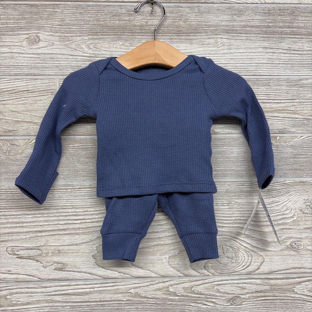 NEW 2 Pc LS Waffle Knit PJs NB