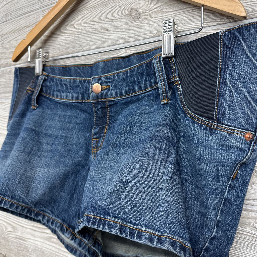 Side Panel Denim Midi Shorts 8/Medium