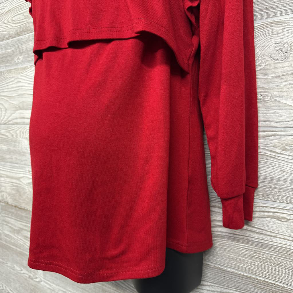Ruffle Shoulder LS Nursing Shirt Large