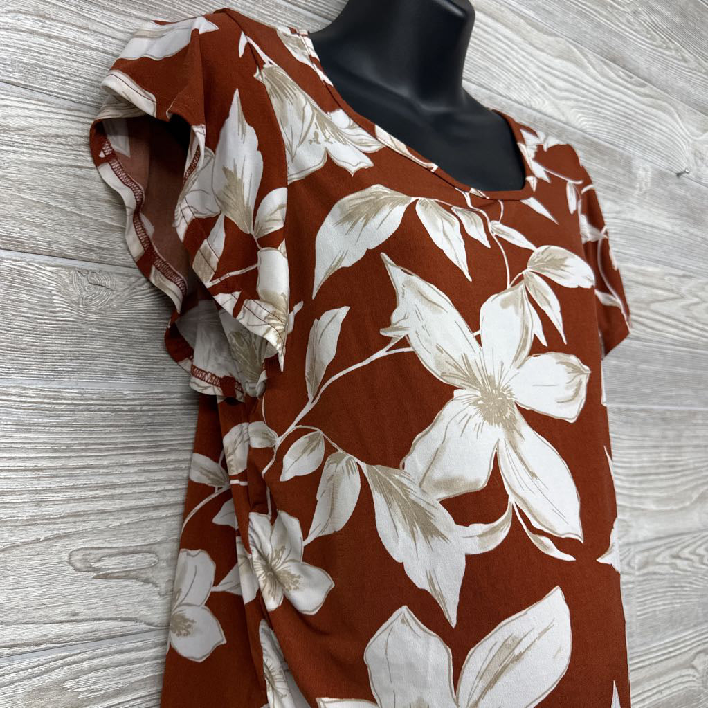 Flutter Sleeve Blouse Flowers XL