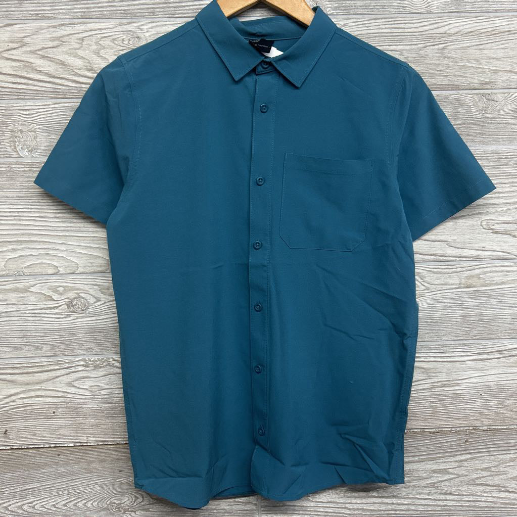 NEW Woven Button Up Shirt Chest Pocket 14