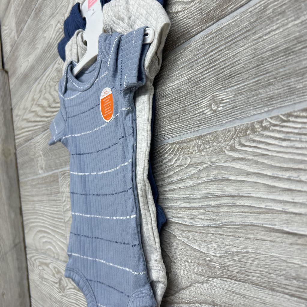 NEW 3 Pk Ribbed Bodysuits Stripes NB
